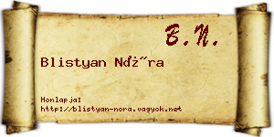 Blistyan Nóra névjegykártya